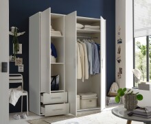 Kleiderschrank >Valencia< (BxHxT: 155x195x60 cm) in Weiß - 155x195x60cm (BxHxT)