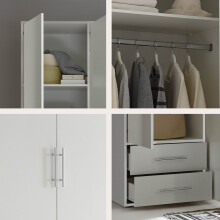 Kleiderschrank >Valencia< (BxHxT: 206x195x60 cm) in Weiß - 206x195x60cm (BxHxT)