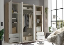 Kleiderschrank >Valencia< (BxHxT: 206x195x60 cm) in Sonoma Eiche / Weiß