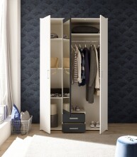 Kleiderschrank >Hanau< (BxHxT: 120x196x54 cm) in Weiß / Graphit