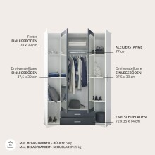 Kleiderschrank >Hanau< (BxHxT: 160x196x54 cm) in Weiß / Graphit
