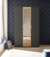 Kleiderschrank >Hanau< (BxHxT: 120x196x54 cm) in Graphit / Artisan Eiche