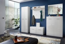 Garderobenschrank >M-402< (BxHxT: 59x197x37 cm) in weiss - 59x197x37cm (BxHxT)