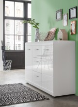 Sideboard >M-402< (BxHxT: 144x86x40 cm) in weiss - 144x86x40cm (BxHxT)