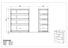 Kommode >M-404< (BxHxT: 83x102x42 cm) in weiss - 83x102x42cm (BxHxT)