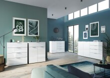 Sideboard >M-404< (BxHxT: 134x102x42 cm) in weiss - 134x102x42cm (BxHxT)