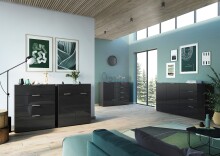 Sideboard >M-404< (BxHxT: 184x102x42 cm) in schwarz - 184x102x42cm (BxHxT)