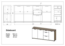 Sideboard >M-395< (BxHxT: 192x88x40 cm) in braun -...