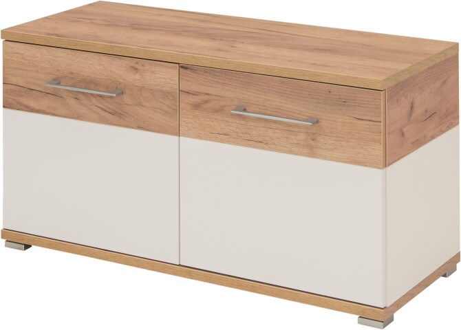Schuhbank >M-407< (BxHxT: 96x51x40 cm) in weiss | braun - 96x51x40cm (BxHxT)