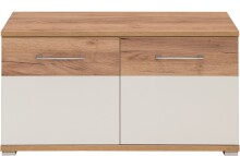 Schuhbank >M-407< (BxHxT: 96x51x40 cm) in weiss | braun - 96x51x40cm (BxHxT)