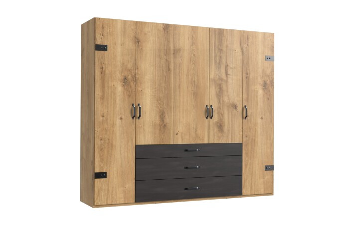 Kleiderschrank >Detroit< (BxHxT: 250x216x58 cm) in Plankeneiche