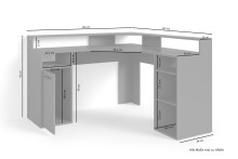 Schreibtisch >FOX< (BxHxT: 139x90,8x139 cm) in weiß - 139x90,8x139cm (BxHxT)