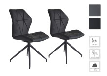 Stuhl >IMKE< (2er-Set) in schwarz - 52x90,5x62cm (BxHxT)