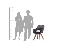 Stuhl >KLARA< (2er-Set) in grau aus Samt - 52x89x63,5cm (BxHxT)