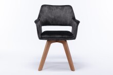 Stuhl >KLARA< (2er-Set) in grau aus Samt - 52x89x63,5cm (BxHxT)
