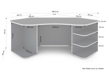 Schreibtisch >THANATOS< (BxHxT: 198x76x85 cm) in anthrazit/weiß