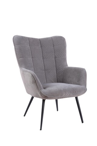 Sessel >UTA< (BxHxT: 72x97x80 cm) in grau aus Cord - 72x97x80cm (BxHxT)