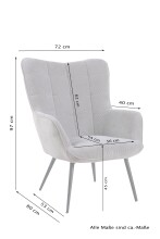 Sessel >UTA< (BxHxT: 72x97x80 cm) in grau aus Cord - 72x97x80cm (BxHxT)