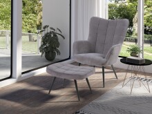 Hocker >UTA< (BxHxT: 60x39x41 cm) in grau aus Cord - 60x39x41cm (BxHxT)