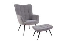 Hocker >UTA< (BxHxT: 60x39x41 cm) in grau aus Cord - 60x39x41cm (BxHxT)