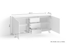 Sideboard >VALENTIN< (BxHxT: 160x76x38 cm) in weiß - 160x76x38cm (BxHxT)