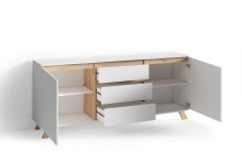Sideboard >VALENTIN< 2 Türen, 3 Schübe, in weiß - 180x76x38cm (BxHxT)