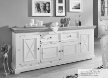 Sideboard >WZ-0133< (BxHxT: 209x82x42 cm) in weiß - 209x82x42 (BxHxT)