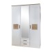 Kleiderschrank >KAERNTEN< (BxHxT: 135x199x58 cm) in WEISS + HIRNHOLZ-NB