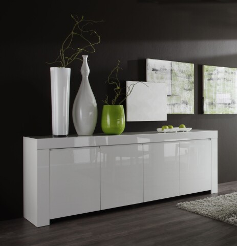 Sideboard >Asti< (BxHxT: 210x84x50 cm) in Weiss echt Hochglanz lackiert