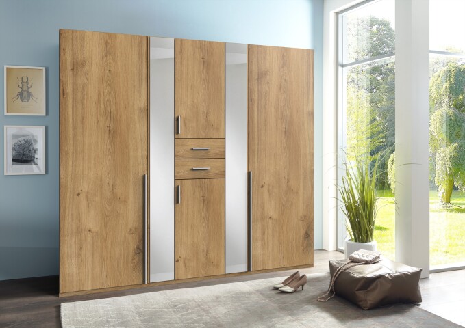 Kleiderschrank >VANEA< (BxHxT: 225x210x58 cm) in PLANKENEICHE NACHBILDUNG