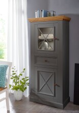 Vitrine >WZ-0133< (BxHxT: 79x177x42 cm) in grau -...