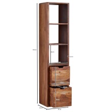 Wandregal >522< (LxBxH: 35x30x150 cm) in Braun aus Sheesham - 35x30x150 (LxBxH)