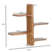 Wandregal >528< (LxBxH: 58x15x60 cm) in Braun aus Sheesham - 58x15x60cm (LxBxH)