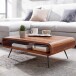 Couchtisch 90x55x30 cm Sheesham Massivholz/Metall Sofatisch Eckig, Wohnzimmertisch mit Stauraum, Kaffeetisch Massiv, Kleiner Tisch Beistelltisch Wohnzimmer Modern Rechteckig