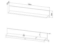 Wandboard >PORTUM< (BxHxT: 150x25x23,6 cm) in Dekor Flagstaff Eiche