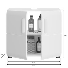 Waschbeckenunterschrank >Ice< (BxHxT: 60x54x32 cm) in weiß/weiß hochglanz
