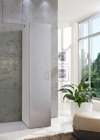 Mehrzweckschrank >MULTIRAUMKONZEP< (BxH: 40x185 cm) WEISS + BETON-NB LICHTGRAU