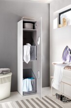 Mehrzweckschrank >MULTIRAUMKONZEP< (BxH: 40x185 cm) WEISS + BETON-NB LICHTGRAU
