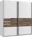 Schwebetürenschrank >BAMBERG< (BxH: 180x198 cm) in WEISS + FLAGSTAFF EICHE NB
