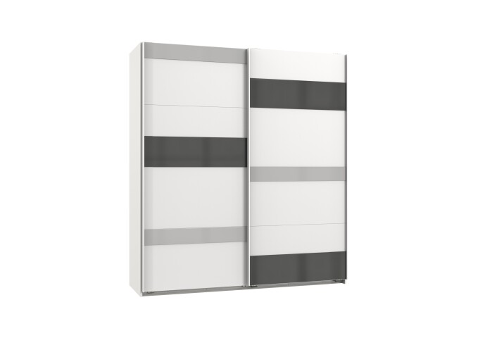 Schwebetürenschrank >MONACO< (BxH: 180x210 cm) WEISS/GRAU