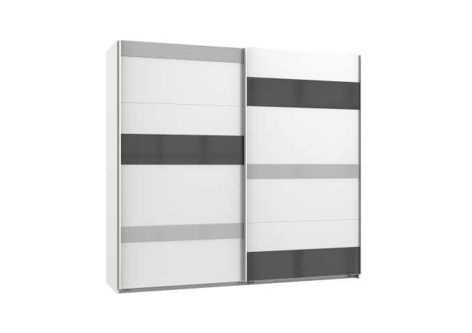 Schwebetürenschrank >MONACO< (BxH: 225x210 cm) WEISS/GRAU