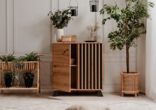 Kommode >Medan< (BxHxT: 80x85x40 cm) in Artisan Oak / Anthrazit
