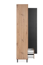 Standvitrine >Medan< (BxHxT: 92x198x40 cm) in Artisan Oak / Anthrazit