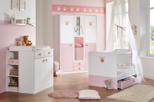 Unterschrank >CINDY2< (BxHxT: 35x91x38 cm) in WEISS + ABSETZUNGEN ROSE