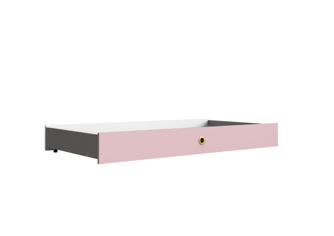 Bettschubkasten >CINDY2< (BxHxT: 137x17x71 cm) in WEISS + ABSETZUNGEN ROSE