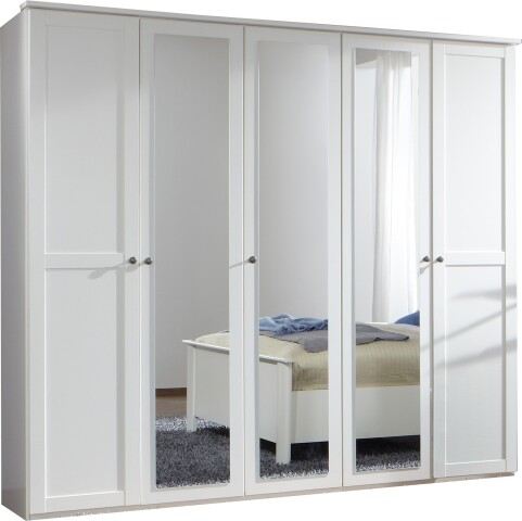 Kleiderschrank >CHALET< (BxHxT: 225x210x58 cm) in WEISS - 225x210x58cm (BxHxT)