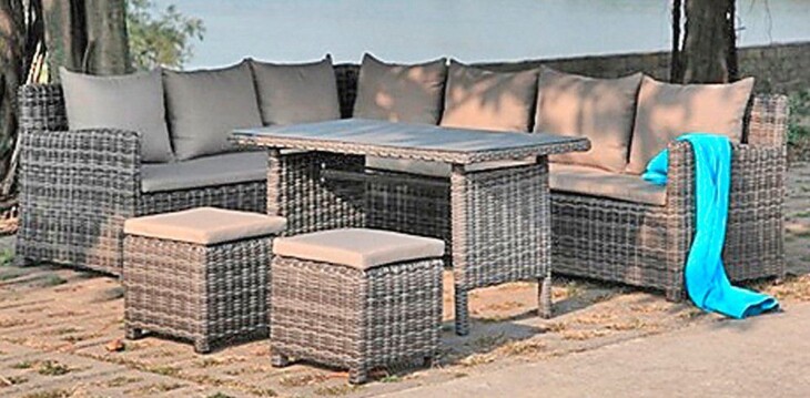 Gartenlounge-Set >Oviedo< in grau aus Aluminium/Kunststoff