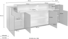 Sideboard >Corona< (BxHxT: 200x85,6x45 cm) in anthrazit matt/Oak