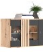 Wohnwand >SOLEA< (BxHxT: 340x202,5x38 cm) Schwarz/Dekor Lamellen Artisan Eiche