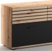Wohnwand >SOLEA< (BxHxT: 340x202,5x38 cm) Schwarz/Dekor Lamellen Artisan Eiche